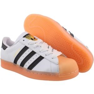 Adidas Superstar Womens jelly rubber shell size 8 white sneaker black laces